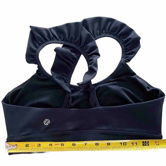 CORE 10 Womens Medium Black Ruffle Back Sports Bra Athleisure Activewear - Picture 6 of 9